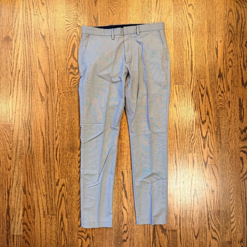 Nordstrom Mens Shop Athletic Fit Non-Iron Chino Pants 32W Blue‎ Micro Pattern